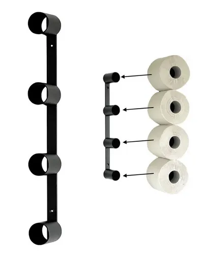 DanDiBo Wand Toilettenpapierhalter Schwarz - Unsichtbares Design aus Metall - Toilettenpapierhalter aus hochwertigem Metall mit eleganter Pulverbeschichtung. Platzsparend, praktisch und mit unsichtbarem Design für ein modernes Badezimmer.