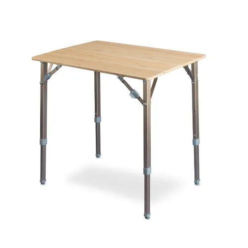 Höhenverstellbarer Campingtisch bis 50kg Faltbar Bambusplatte 65x50 cm NEU