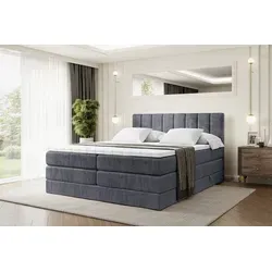 ALTDECOR Boxspringbett OTTA KING - 180x200 cm - Dunkelgrau Samt - Betten mit zwei Matratzen, Bettkasten und Lattenrost für optimalen Schlafkomfort. Ideal für Allergiker, mit abnehmbarem, waschbarem Bezug.