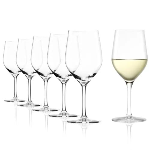 Stölzle Lausitz Ultra Weißweingläser Weißweinkelche 375 ml, 6er-Set | Weißweingläser mit kurzem Stiel für schwere Weißweine und mittelschwere Rotweine, aus Kristallglas, spülmaschinengeeignet