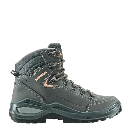 LOWA Renegade EVO GTX MID Ws Graphit/Aprikose - 6,5 - Wanderschuhe für Damen, wasserdicht durch Gore-Tex und ideal für anspruchsvolle Wanderungen in jedem Terrain.