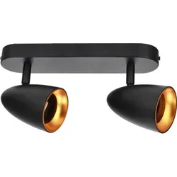OVO 2 Black Gold Doppelstrahler-Deckenleuchte, Band, IP20, 2xGU10, schwarz, Goldring EDO777239 EDO - Schwarz