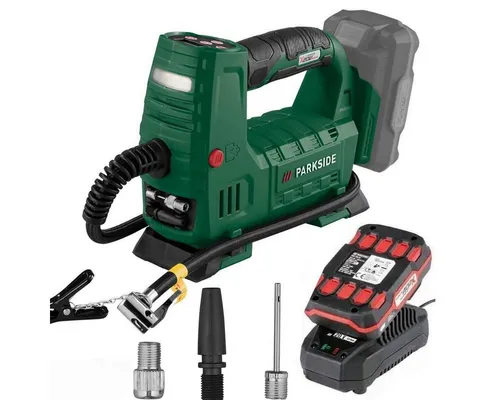 Parkside Akku-Handkompressor 20 V mit Akku und Ladegerät - Kraftvoller Akku-Kompressor für flexibles Arbeiten ohne Kabel. Ideal für Reifen, Luftmatratzen und mehr. Inklusive 2 Ah Akku und Ladegerät für sofortige Einsatzbereitschaft.