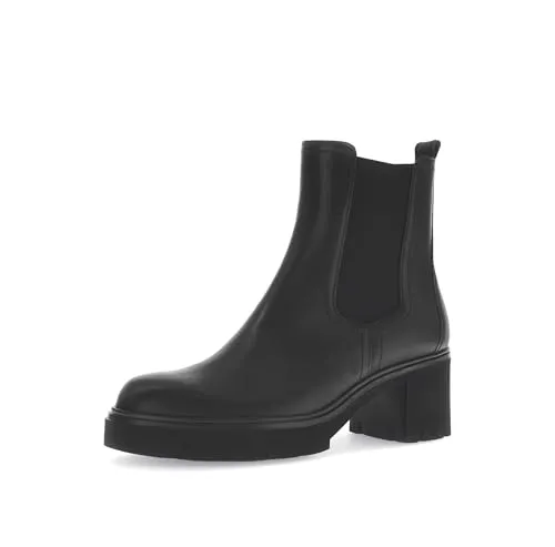 Gabor Damen Chelsea Boots - Bequeme Stiefeletten mit Mehrweite (G) - Wanderschuhe in modischem Schwarz, ideal für Komfort und Stil. Mit flacher Sohle und Reißverschluss für einfaches An- und Ausziehen.