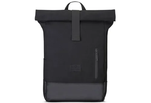 Johnny Urban Rucksack Adam Medium - Schwarz, Rolltop mit Laptopfach - Tagesrucksack aus robustem Baumwoll Canvas, wasserabweisend und ideal für Uni und Business mit gepolstertem Laptopfach für Notebooks bis 15,6 Zoll.