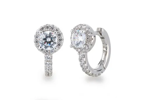 Schöner-SD Klappcreolen Kleine zierliche Creolen Ohrringe rund 925 Silber Zirkonia, Silberohrringe