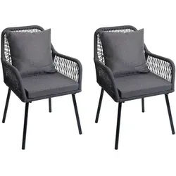 Proregal Gartenstuhl Anthrazit – 2-Sitzer mit Komfortpolstern