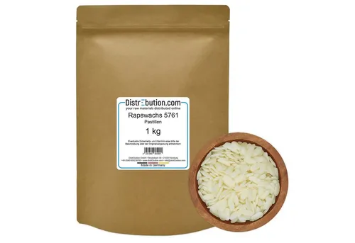 DistrEbution Bastelnaturmaterial Rapswachs Kerzenwachs 5761 in Pastillen 1-25kg Kerzen gießen, Duftkerzen