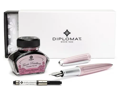 DIPLOMAT Füllhalter Aero antique rose mit Schreibtinte, (Spar-Set mit Tintenkonverter und Schreibtinte Cherry Blossom von Octopus Fluids), MADE IN GERMANY