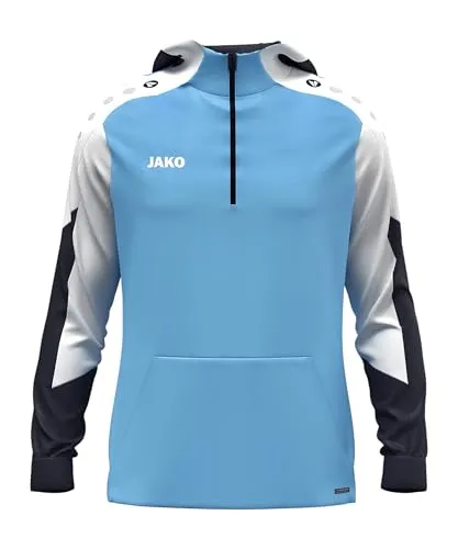 JAKO Unisex Zip-Hoodie Dynamic, SkyBlue/weiß/Marine, L - Trainingsbekleidung aus 100% recyceltem Polyester, atmungsaktiv und ideal für kühle Tage - perfekt für umweltbewusste Sportler!