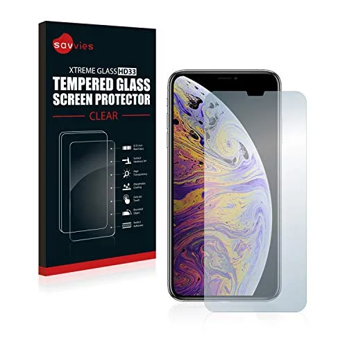 Savvies Panzer Schutz Glas für Apple iPhone Xs Max / 11 Pro Max 9H Hartglas, Anti-Fingerprint, Displayschutz