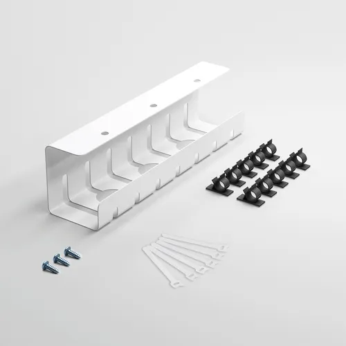Kabelkanal Weiß Komplettset, schraubbar Schreibtisch - Kabelmanagement