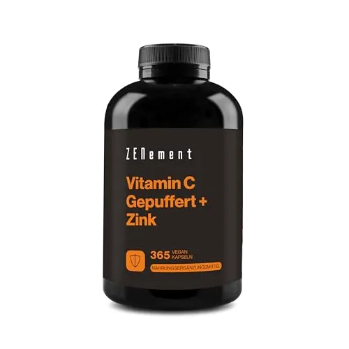 Gepufferte Vitamin C mit Zink-Bisglycinat - 1000 mg Vitamin C + 10 mg elementares Zink pro Tagesdosis (2 Kapseln) - Neutraler pH-Wert, magenschonend - Für das Immunsystem - Vegan