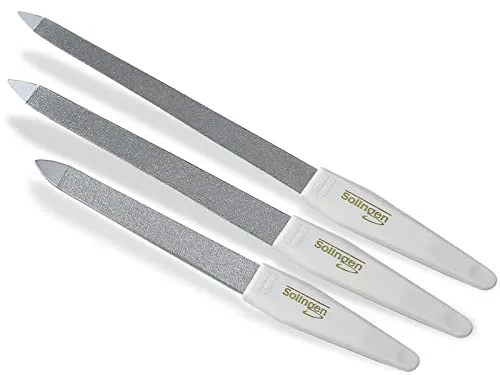 Profi Nagelfeilen Set aus Solingen Maniküre Feilen Made in Germany 2-Seitig Fein/Grob Pediküre Saphirnagelfeilen in verschiedenen Größen zur optimalen Nagelpflege für Hände und Füße (3er Set)
