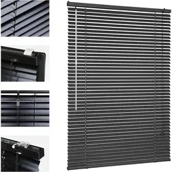 Sekey Klemmfix-Jalousie für Fenster freihängend, 25mm Alu-Lamellen, mit Bohren, inklusive Montagematerial Aluminium-Jalousie ohne Bohren, 80x160cm, Schwarz