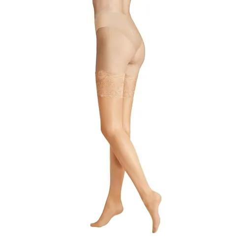 Hudson Damen Halterlose Strümpfe Glamour 20 Doppelsilikonstreifen 20 DEN Make-up 0019 L
