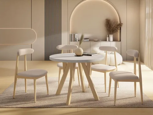 WFL Group Esstisch, Rund, Weiß, 100x77 cm - Esstisch aus Holzwerkstoff mit robusten Buchebeinen, kratz- und hitzebeständig. Flexibel ausziehbar für 4-10 Personen – perfekt für gesellige Abende und Familienfeiern.