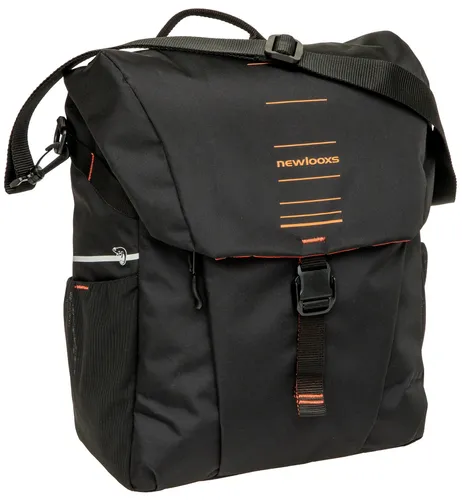 New Looxs Vigo Single Fahrradtasche schwarz-orange - Sportliche Fahrradtasche mit 18L Volumen, wasserabweisendem Material und integrierter Regenhülle. Ideal für Alltag und Touren, mit praktischem Schultergurt und cleverer Fächeraufteilung.