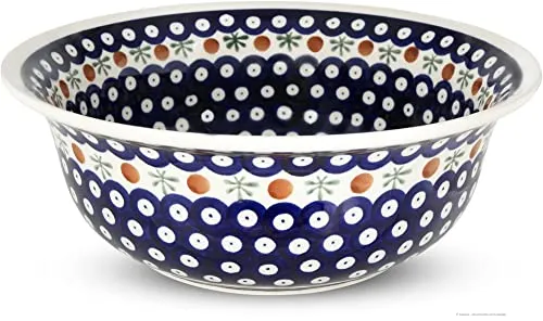 Bunzlauer Keramik 2 Liter Schüssel Ø24,5 cm - Handgefertigte Rührschüssel im Design 41 - Rührschüssel aus original Bunzlauer Keramik, handgefertigt mit einzigartigem Design. Spülmaschinen- und mikrowellengeeignet, hitzebeständig und langlebig.