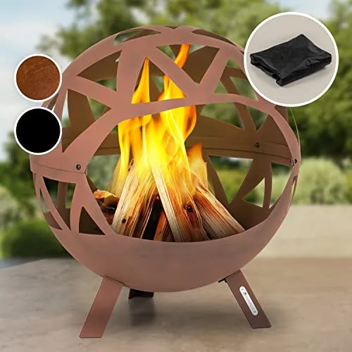 Blumfeldt Feuerschale 68 cm - Robuste Outdoor Stahl-Feuerschale für Garten und Camping, wetterfest und mit praktischen Zubehörteilen für unvergessliche Feuerabende.