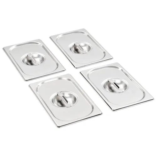 vidaXL 4X GN Deckel Strapazierfähig Gastronormbehälter Abdeckung GN-Behälter Gastronorm Gastronormdeckel GN 1/4 265x162mm Edelstahl Gastro Gefäß Norm