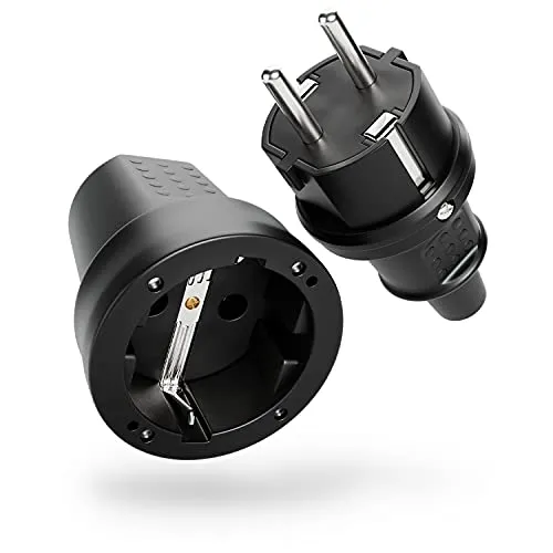 Schutzkontaktstecker & Kupplung schwarz IP44 - 1er Pack