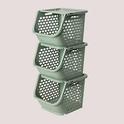 SKLUM Set mit 3 Vorratskörben Bazyl Seladon in blau von SKLUM