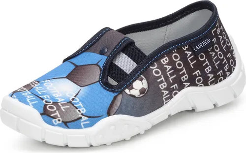 Ladeheid Jungen Hausschuhe mit Einlegesohlen LAVI0011 (Football Blau, 26 EU)