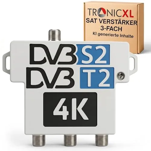 60dB Signalverstärker mit 3-fach Sat Splitter Antennenverteiler