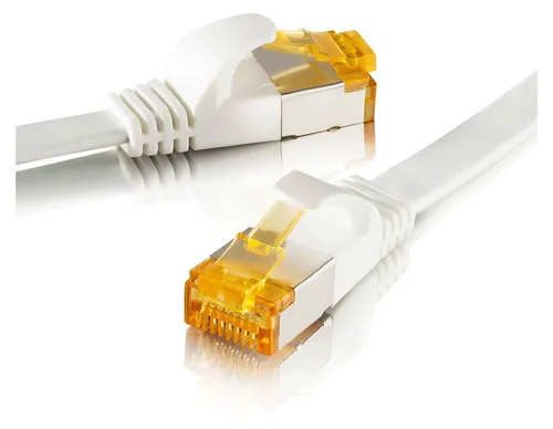 CAT 7 Ethernet Kabel Patchkabel Netzwerkkabel LAN Kabel 5m weiß flach SEBSON