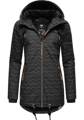 Ragwear Damen Winterjacke Zuzka kurz wasserdicht mit Kapuze - Funktionsjacke aus 100% veganem Material, wasserabweisend und mit kuscheligem Teddyfleece gefüttert – ideal für die kalte Jahreszeit!