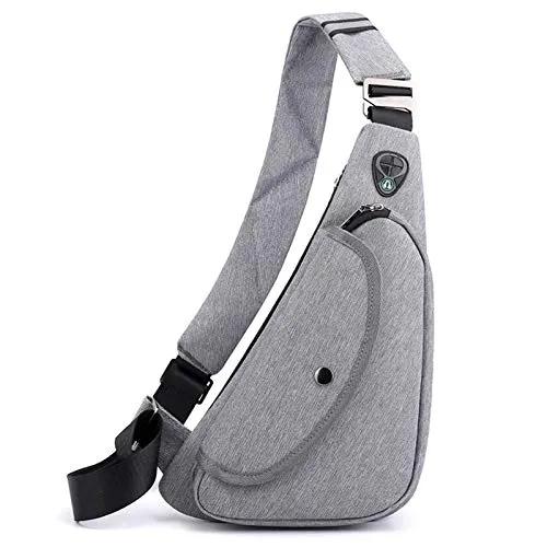 FANDARE Ultraleicht Brusttasche Herren Sling Bag Umhängetaschen Schultertasche Sporttasche Crossbody Bag für Freien Reisen Wandern Hiking Joggen Crosscover Daypacks Grau A