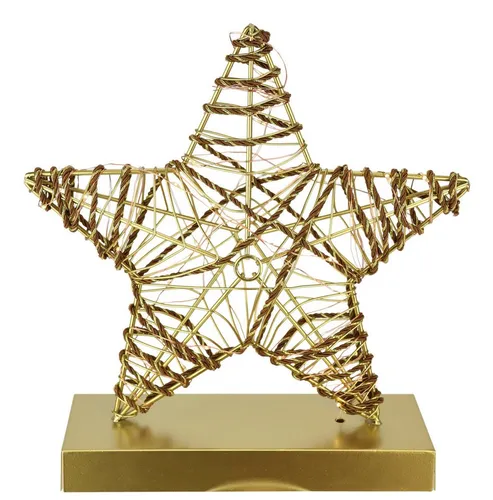 I.GE.A. LED-Dekofigur LED-Dekoobjekt Stern (1 St), Metall Gold warmweiß Timer Batteriebetrieb Weihnachtsdeko Figur