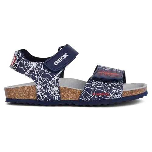 Geox Sandalen Spider-Man - Wanderschuhe mit atmungsaktiver, anatomischer Passform, ideal für kleine Superhelden-Fans. Die Sandale bietet Komfort und Spaß dank anpassbarem Klettverschluss und Marvel-Grafiken.