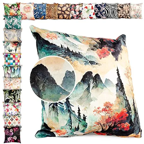 ANRO Kissenbezug Kissenhülle Kissen Deko-Kissen Sofa Kissen Couch Kissen Blackforest 40x40cm ohne Füllung