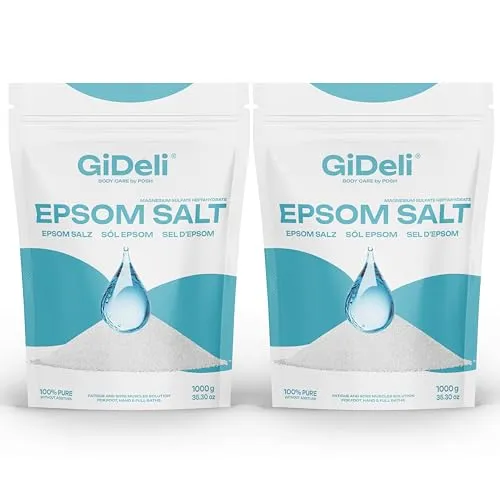 GiDeli Epsom Salz Badesalz Bittersalz 2x 1kg Reines Magnesiumsulfat heptahydrat Pharmaqualität (2kg)