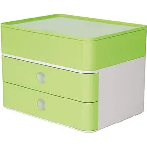 HAN Schubladenbox Smart Box plus ALLISON grün 1100-80 - Schubladenbox für DIN A5 mit 3 Schubladen, platzsparend und stapelbar. Aus hochwertigem ABS-Kunststoff, inklusive Kabelhalter und Auszugssperre für mehr Sicherheit am Arbeitsplatz.