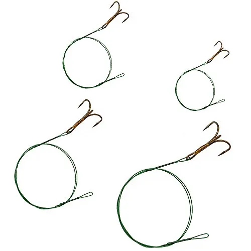 Stahlvorfach Set 1x7 mit Drilling ummantelt 4 Raubfisch Vorfächer Hechtvorfach