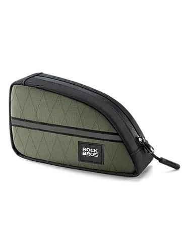 Rockbros Dreiecks-Fahrradtasche 0.8l - Grün - Funktionale Dreiecks-Fahrradtasche für Radfahrer, die Komfort und Organisation schätzen. Mit 0.8l Volumen, kompaktem Design und praktischem Reißverschluss für schnellen Zugriff auf wichtige Utensilien.