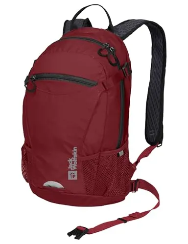 Jack Wolfskin Velocity 12 Rucksack - deep ruby (2511) - Unisex Rucksack mit 12L Volumen, AEROSHAPE CORE-Tragesystem für optimale Belüftung und integrierter Regenschutzhülle, ideal für Radfahren und Wandern.