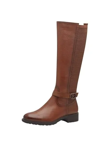 Tamaris Damen Langschaft-Stiefel - Bequem und Stilvoll in COGNAC, EU 37 - Wanderschuhe mit weichem Touchit-Fußbett für individuellen Komfort. Stretch-Schaft und strukturierte Sohle bieten perfekten Halt und elegantes Design für Herbst- und Winterlooks.