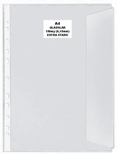 10x A4 Dokumentenhülle GLASKLAR Prospekthülle mit Klappe 150my extra Stark