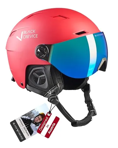 BLACK CREVICE Skihelm mit Visier Kirchberg rot, M (54-57cm)…