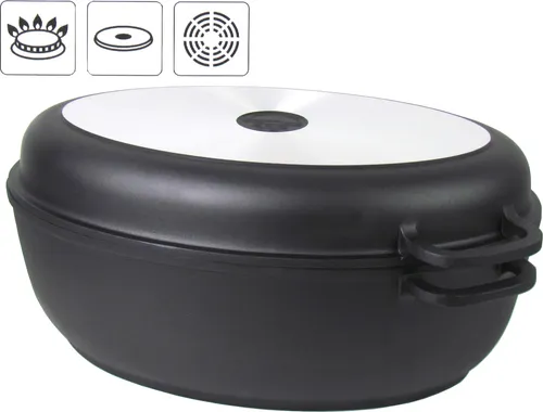 Haushalt International 2-in-1 Aluguss-Bräter mit Grillpfanne