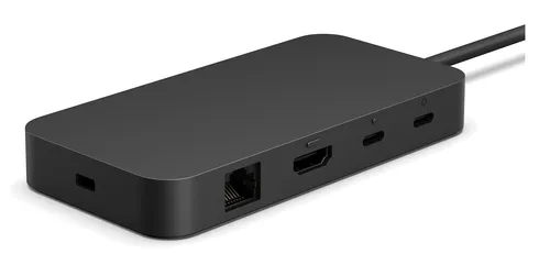 Microsoft Surface USB4 Dock - Weiteres Notebook-Zubehör mit vielseitigen Anschlüssen: zwei USB-C, USB-A, HDMI und Ethernet. Schnelles Laden mit 65 W und bis zu 40 Gbit/s Datenübertragung für einen organisierten Arbeitsplatz.