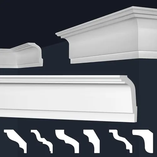marbet design Stuckleiste E-33 Maxi-Sparpaket - 78 Meter XPS Styropor Deckenleisten - Deckenleisten aus robustem XPS Styropor, ideal für elegante Raumgestaltung. Einfache Montage und individuelle Farbgestaltung für zeitlose Eleganz in Ihrem Zuhause.