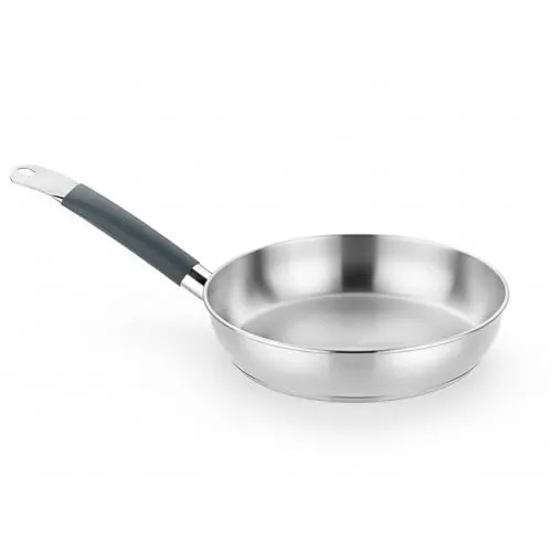 BRA Master 24 cm große Pfanne, aus Edelstahl, ohne Antihaftbeschichtung, PFOA-frei, Vollflächeninduktion, für alle Herdarten geeignet, Griff aus silikonbeschichtetem Edelstahl
