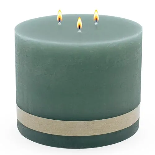 Spetebo XL 3-Docht Kerze - grün - Stumpenkerze mit 3 Dochten für gleichmäßiges Abbrennen, ideal für stimmungsvolle Abende. Lange Brenndauer und elegantes Design.