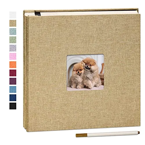 Yopih Selbstklebende 10x15 Fotoalbum zum Selbstgestalten Groß leinen Photoalbum mit 40 Weißen Seiten, Hochzeit Jahrestag Geburtstag Geschenke, mit einem Kugelschreiber, 33x32 cm, Gelb