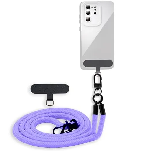 Cadorabo Universale Handykette in LILA - Passend für die meisten gängigen Smartphones und Hüllen - Verstellbares Handyband Kordel zum Umhängen Schlüsselband Universales Pad zum einlegen